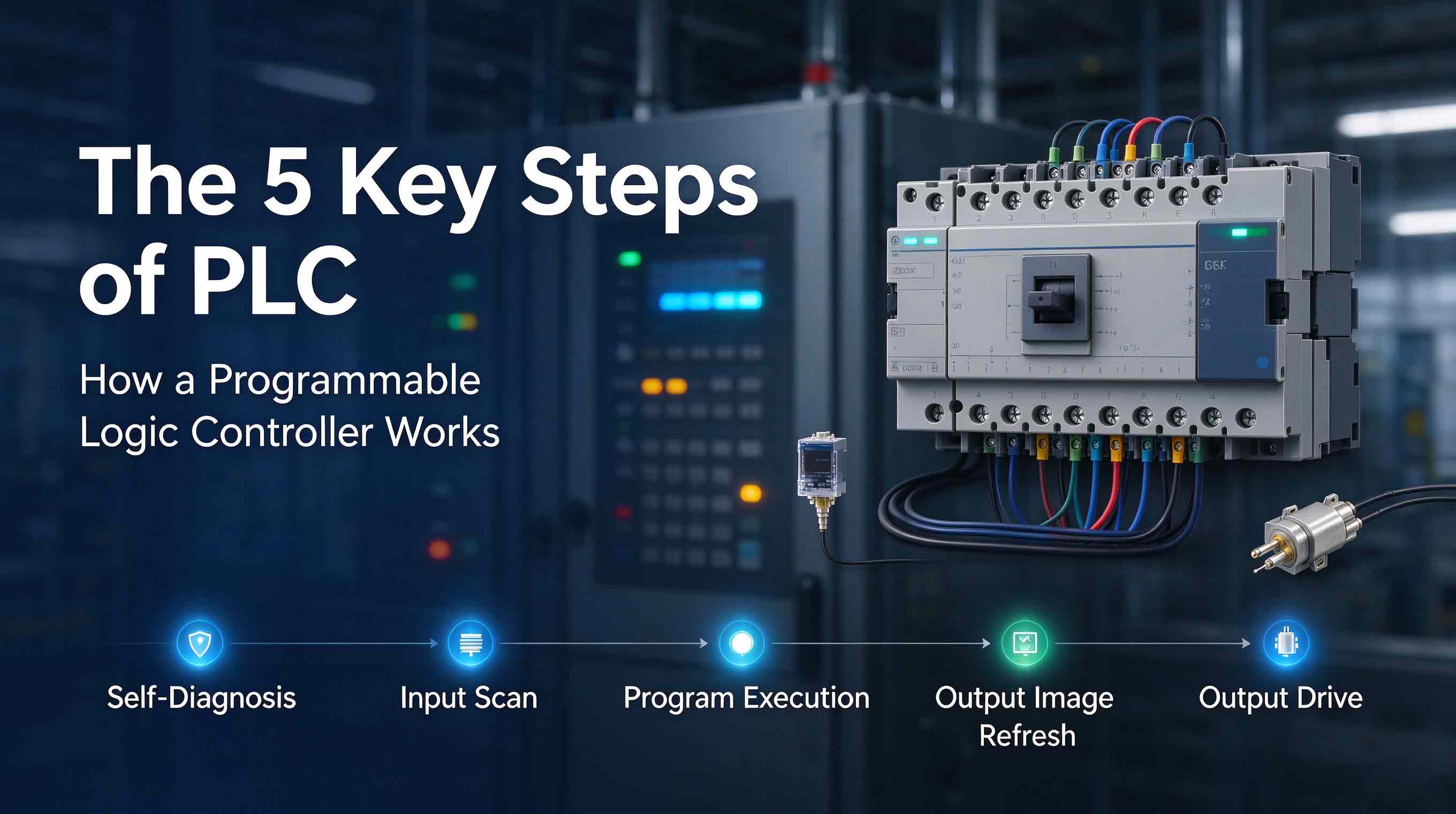 ما هي الخطوات الخمس لوحدة التحكم المنطقية القابلة للبرمجة (PLC)؟